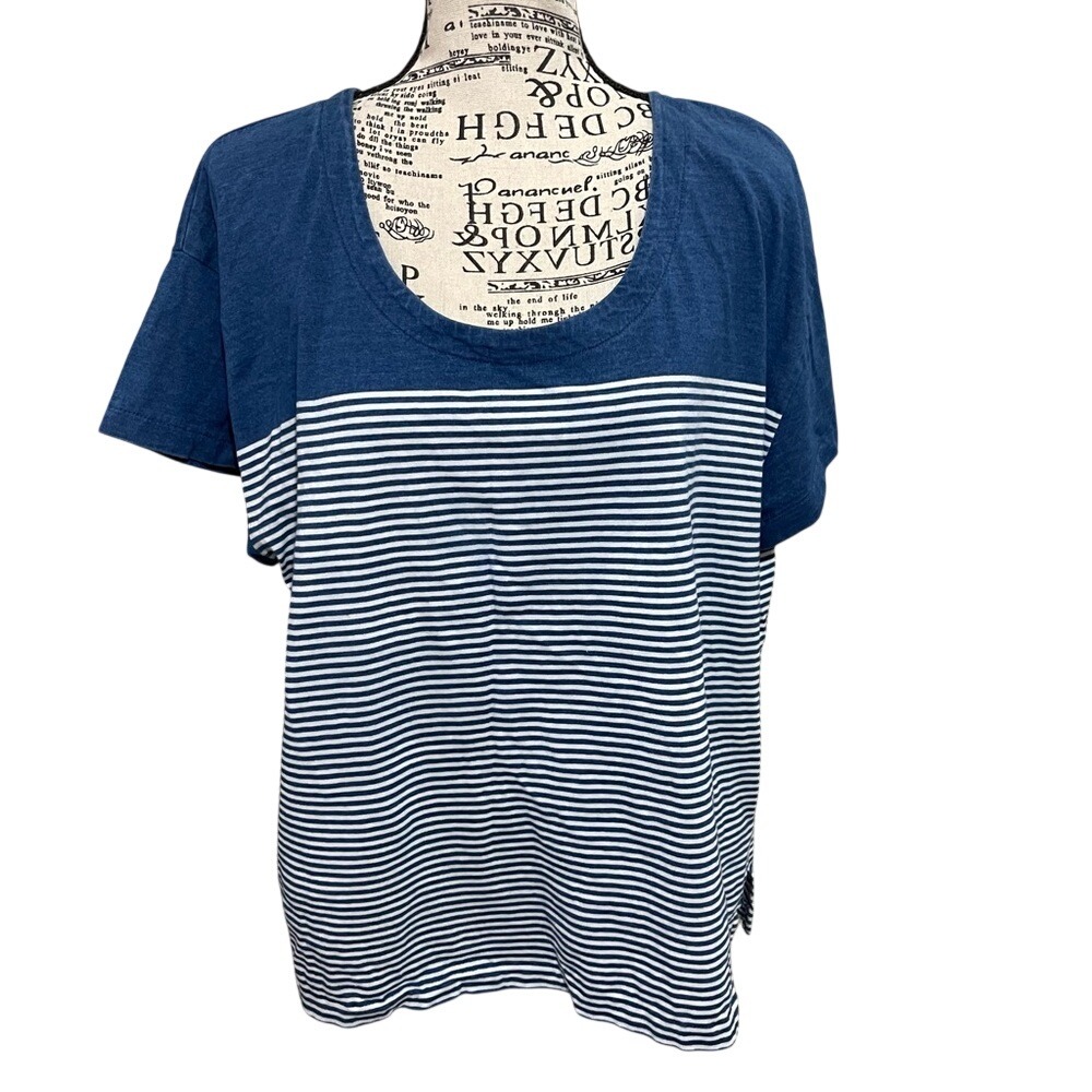 Madewell Navy and White Striped‎ Short Sleeve Tee
